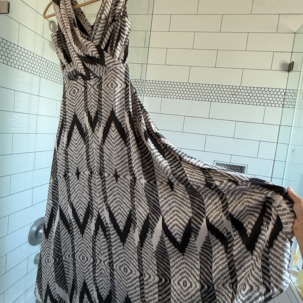 Banana Republic Black and White Geometric Maxi Dress